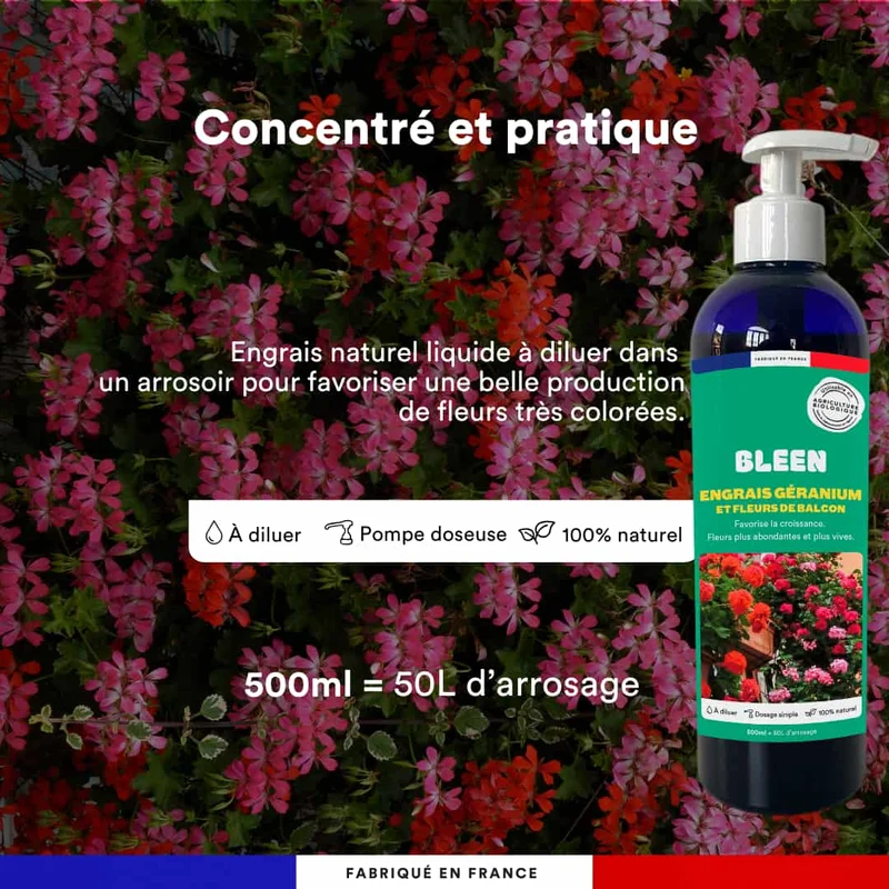 Engrais liquide géraniums et fleurs de balcon