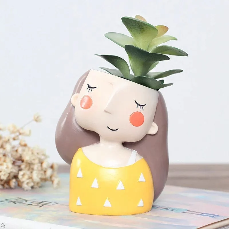 Pot de fleur Visage Décoratif Petite Princesse Élégante