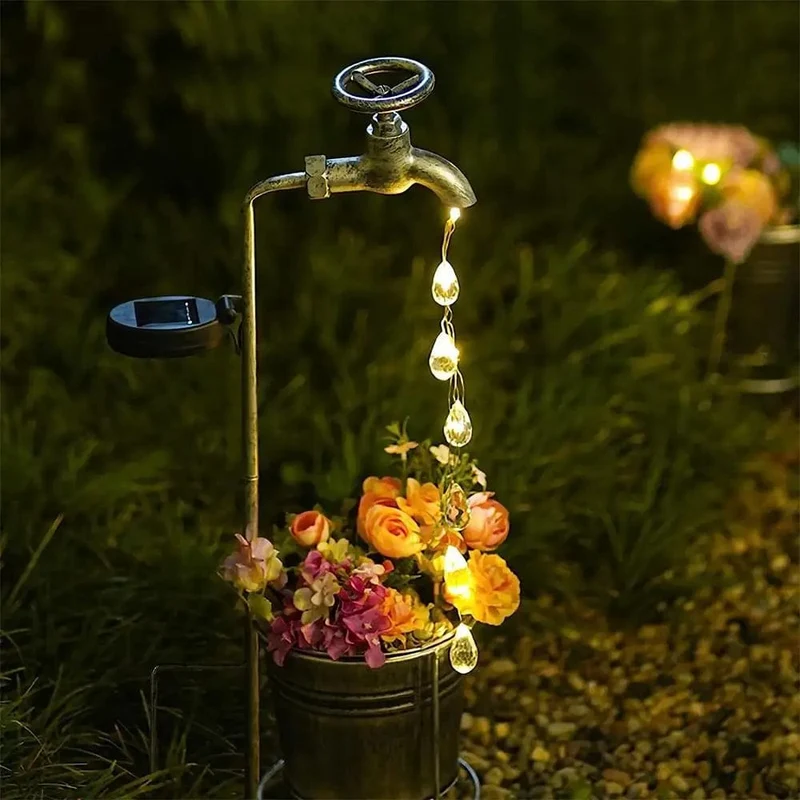 Lampe Solaire de Jardin Gouttelettes d'Eau Scintillantes Vase