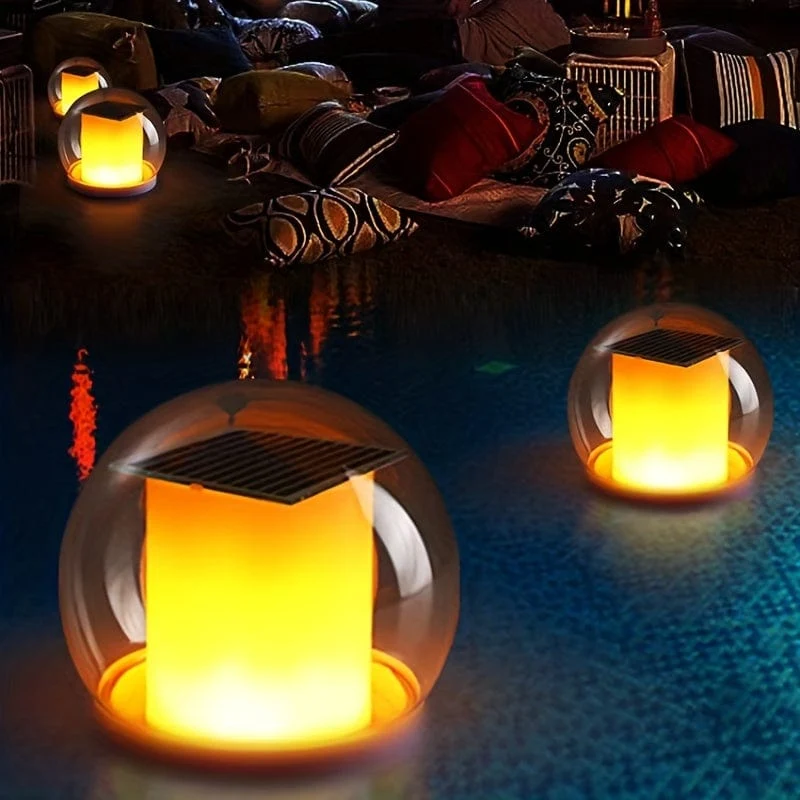 Lampe Solaire Flottante pour Piscine Originale "Bougie" (Lot de 2)