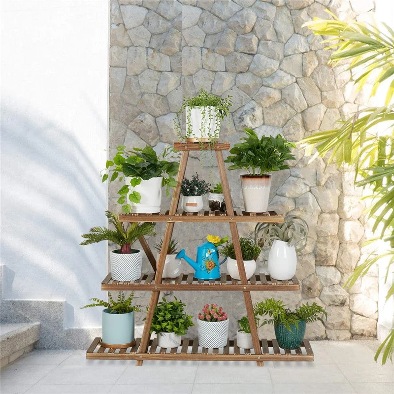 Étagère à Plante Verte en Bois Pyramidale