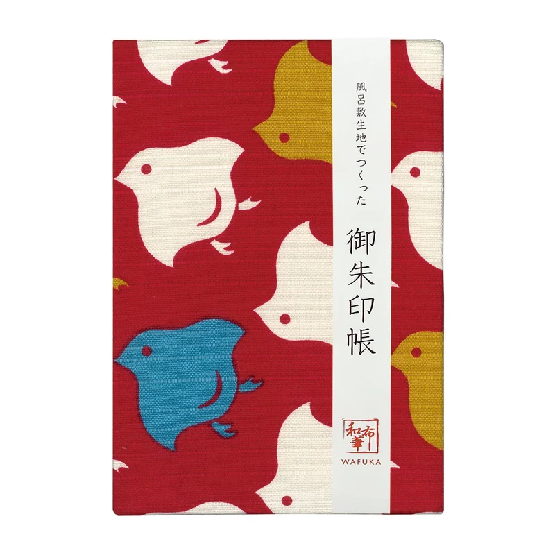 Wafuka Goshuincho 24 Fold Accordion Notebook Chidori Red
