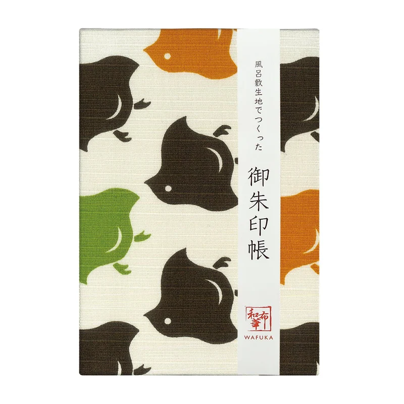 Wafuka Goshuincho 24 Fold Accordion Notebook Chidori Brown Orange