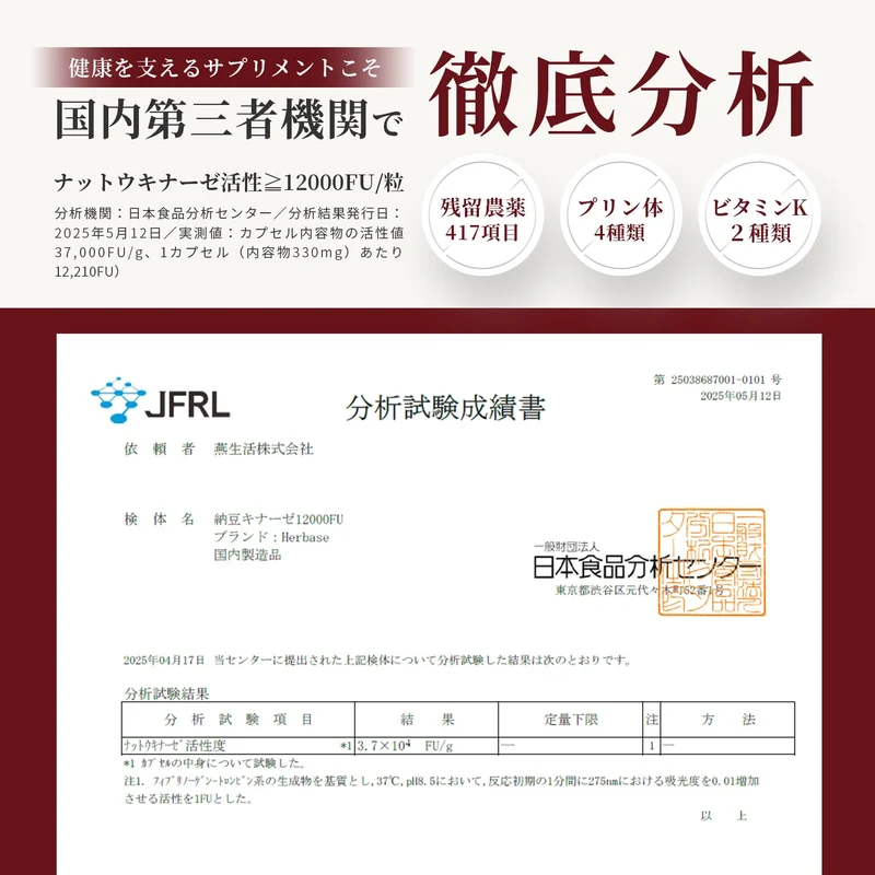 Herbase Nattokinase Supplement 12000FU/day 30 Days Acid-Resistant Capsules