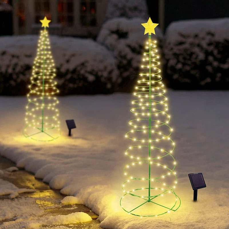Guirlande Noël Solaire Lumineuse LED en Forme de Sapin