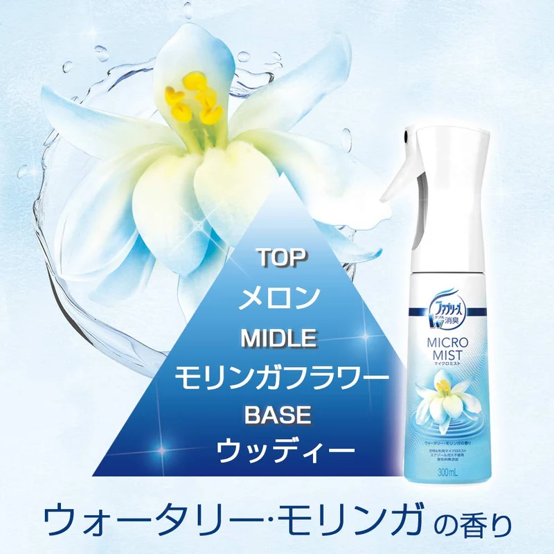 Febreze Micro Mist Deodorizing Spray Watery Moringa Scent Bottle 300 mL