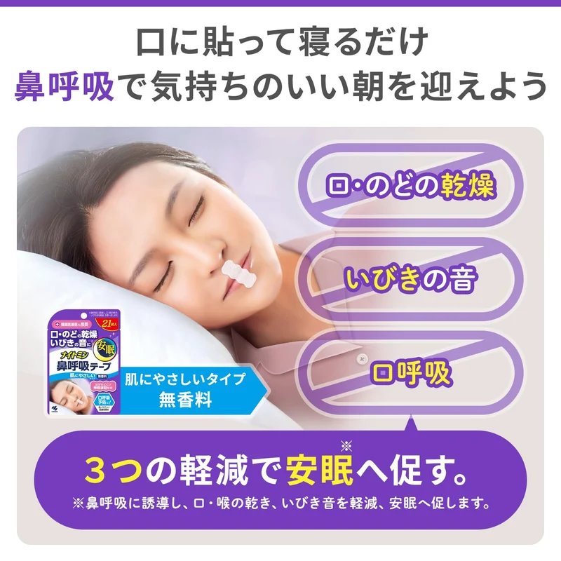 Nitmin Nasal Breathing Tape Skin-Friendly Unscented 21 Sheets