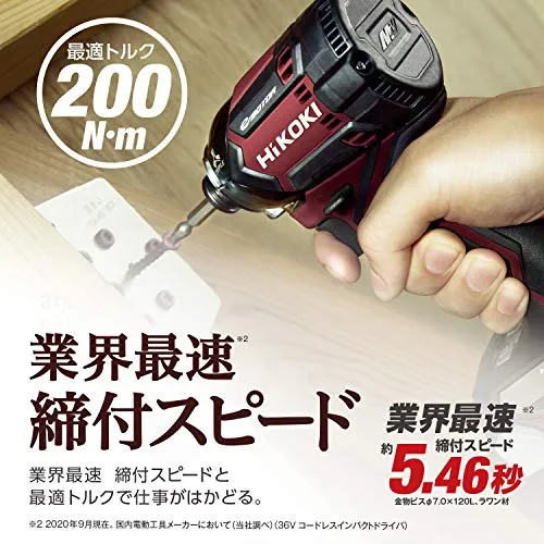 HiKOKI 36V Compact Impact Driver WH36DC(NN) Aggressive Green Lightweight