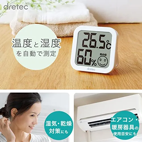 dretec Digital Thermo-Hygrometer Large Screen Compact White O-271WT