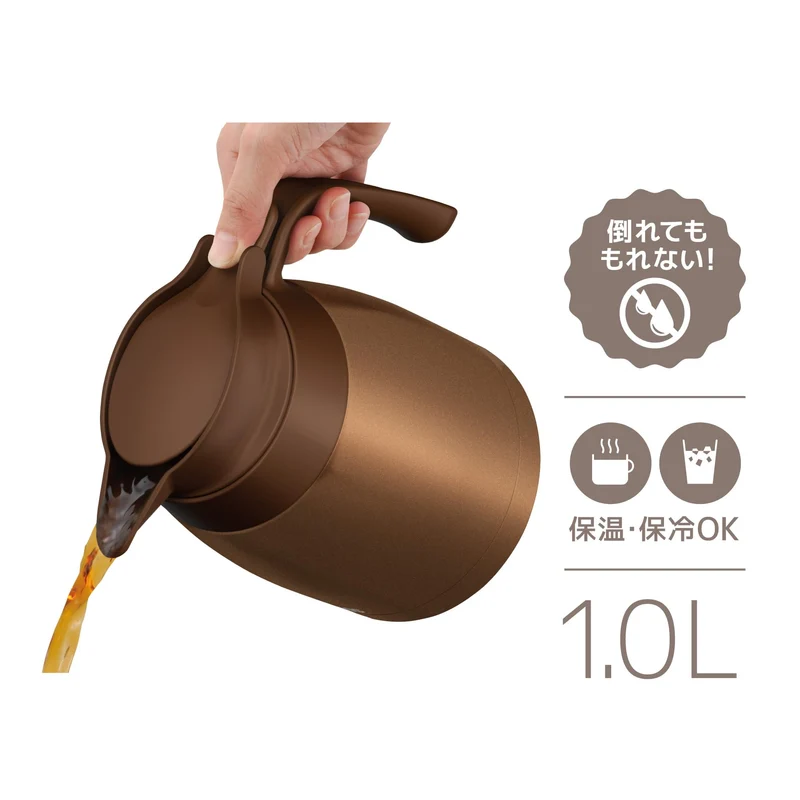 Thermos Stainless Steel Pot Insulated Tabletop Vacuum Bottle TTB-1001 1.0L