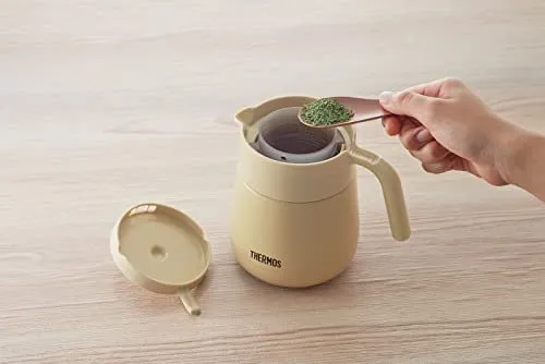 Thermos vacuum insulated teapot with strainer 450ml light gray